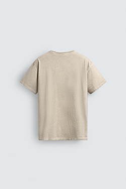 ZARA ФУТБОЛКА С ВИНТАЖНЫМ ПРИНТОМ, БЕЖЕВЫЙ