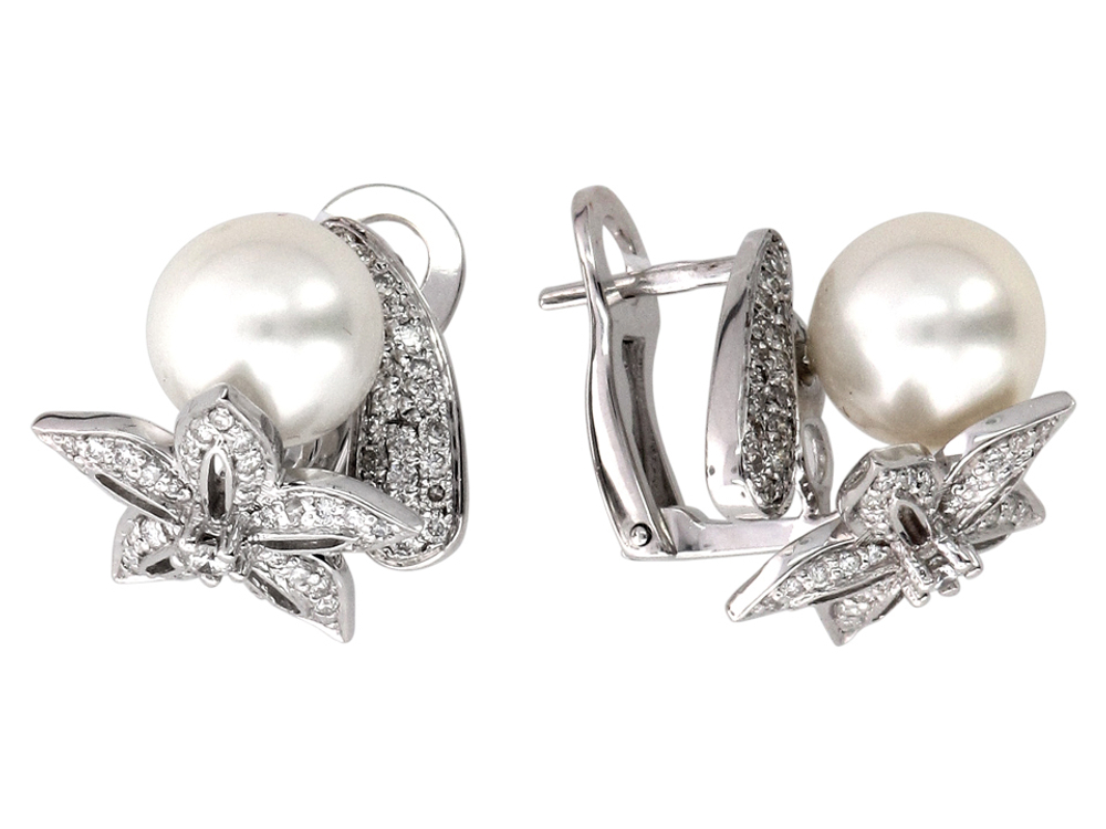 Серьги с бриллиантом  из белого золота JA-S-620301