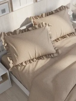 Декоративная наволочка с рюшами, оборками "Вязание" 50х70 см, 1 шт, без молнии