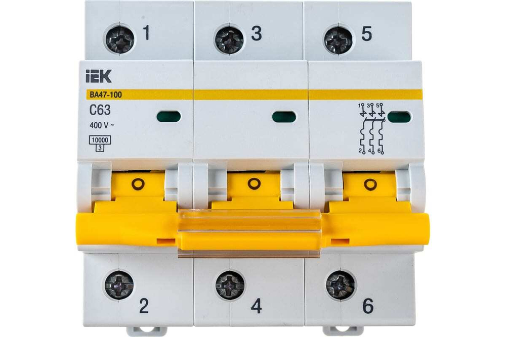 Автоматический выключатель ВА47-100 3Р 63А 10кА С IEK