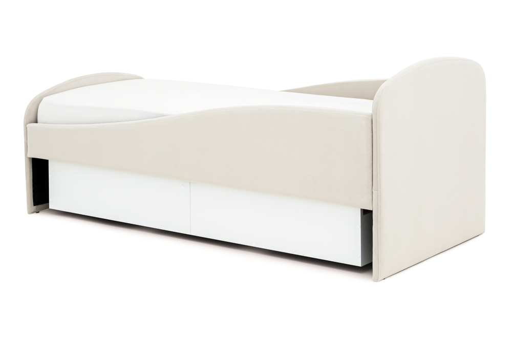 Детская мягкая кровать с ящиком Бельмарко Letmo ванильный велюр