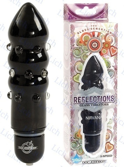Черный вибратор из стекла REFLECTIONS NIRVANA