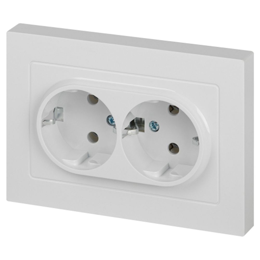 Розетка Intro Accent 6-205-01 двойная 2X2P+E Schuko 16А-250В IP20 СУ AL/CU белый