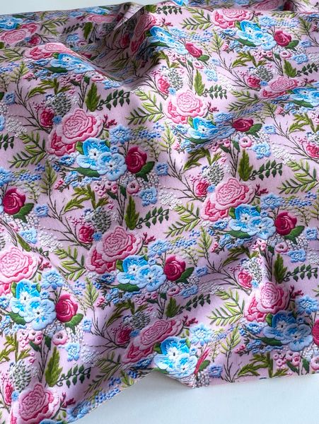 ИМИТАЦИЯ ЦВЕТОЧНОЙ ВЫШИВКИ #9, остаток 0,8 м 100% хлопок Handmade Fabrics 6