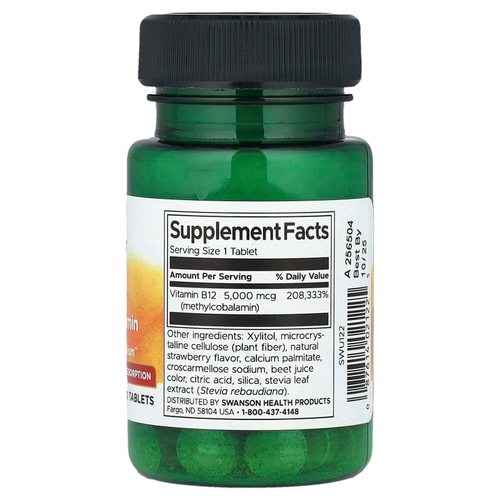 Swanson, витамин B12, метилкобаламин, 5000 мкг, 60 таблеток