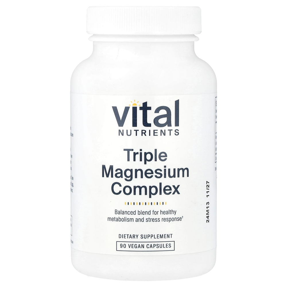 Vital Nutrients, Комплекс тройного магния, 500 мг, 90 веганских капсул (250 мг в 1 капсуле)