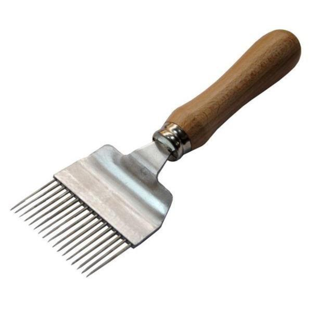 Вилка для распечатки сот (игла прямая, нерж. сталь, деревянная ручка)