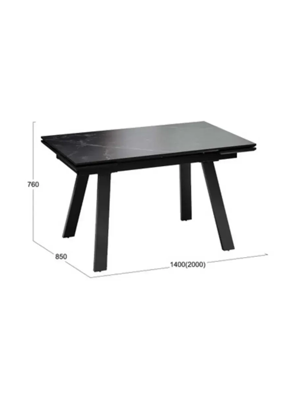 Стол кухонный Керамика черный мрамор 140(200)х85х76 см