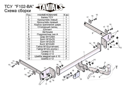 Фаркоп(прицепное) Tavials для FORD FOCUS 2, 3 (DB3) / (DYB) (седан) 2004 - 2011 / 2010 -(С БЫСТРОСЪЕМНЫМ ШАРОМ)(паспорт и сертификат в комплекте)(без электрики)T-F102-BA