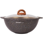 Казан для плова 4,5л со стекл. крышкой, АП линия «Granit ultra» (black-gold)