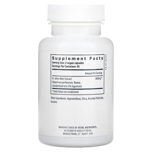 Vital Nutrients, зверобой, 90 веганских капсул (300 мг в 1 капсуле)