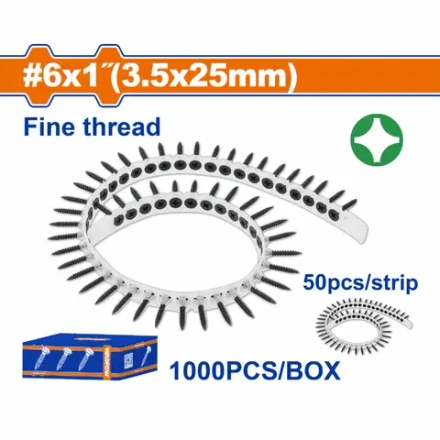 Саморезы в ленте WADFOW WXS2512C 1000 шт. 3,5х25 мм