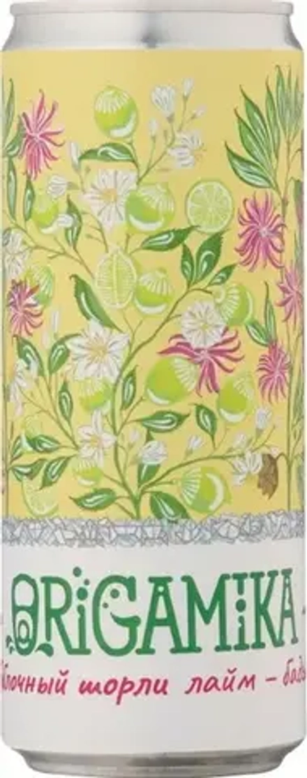 Газированный напиток Оригамика Яблочный Шорли Лайм-Бадьян / Origamika Apple Shorley Lime-Anise 0.33 - банка