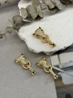 Замок под ювелирный тросик "Гепард" с цирконами, позолота 14к