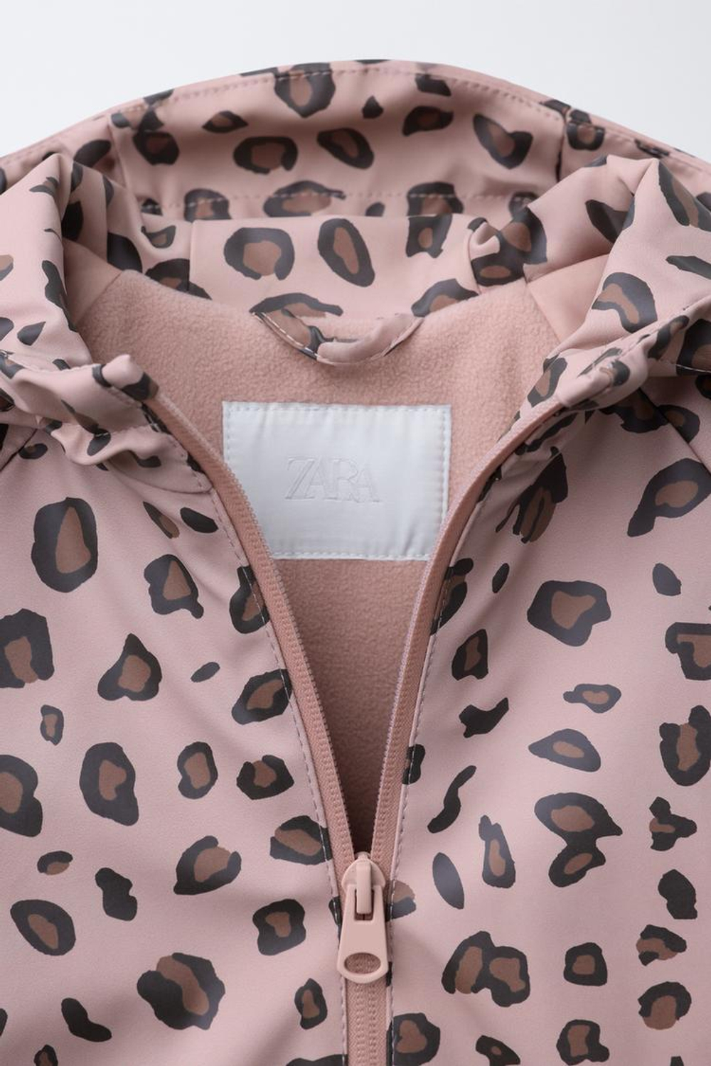 ZARA ПРОРЕЗИНЕННЫЙ ДОЖДЕВИК С ПРИНТОМ WATER RESISTANT, РОЗОВЫЙ