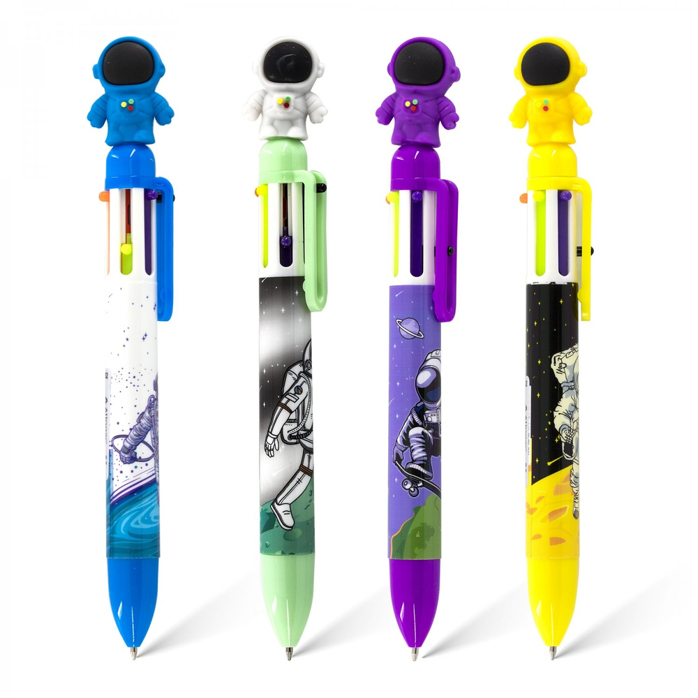 Ручка шариковая Alingar, "Космонавт", 0,7 мм, 6 цветов, автоматическая, круглый, цветной, пластиковый корпус, карт. уп.