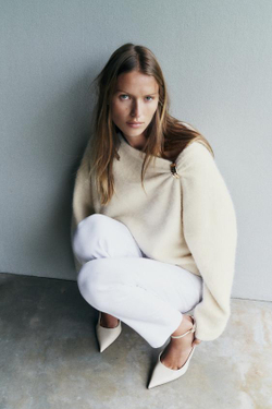 ZARA ДЖИНСЫ Z.01 MOM FIT С ВЫСОКОЙ ПОСАДКОЙ, БЕЛЫЙ