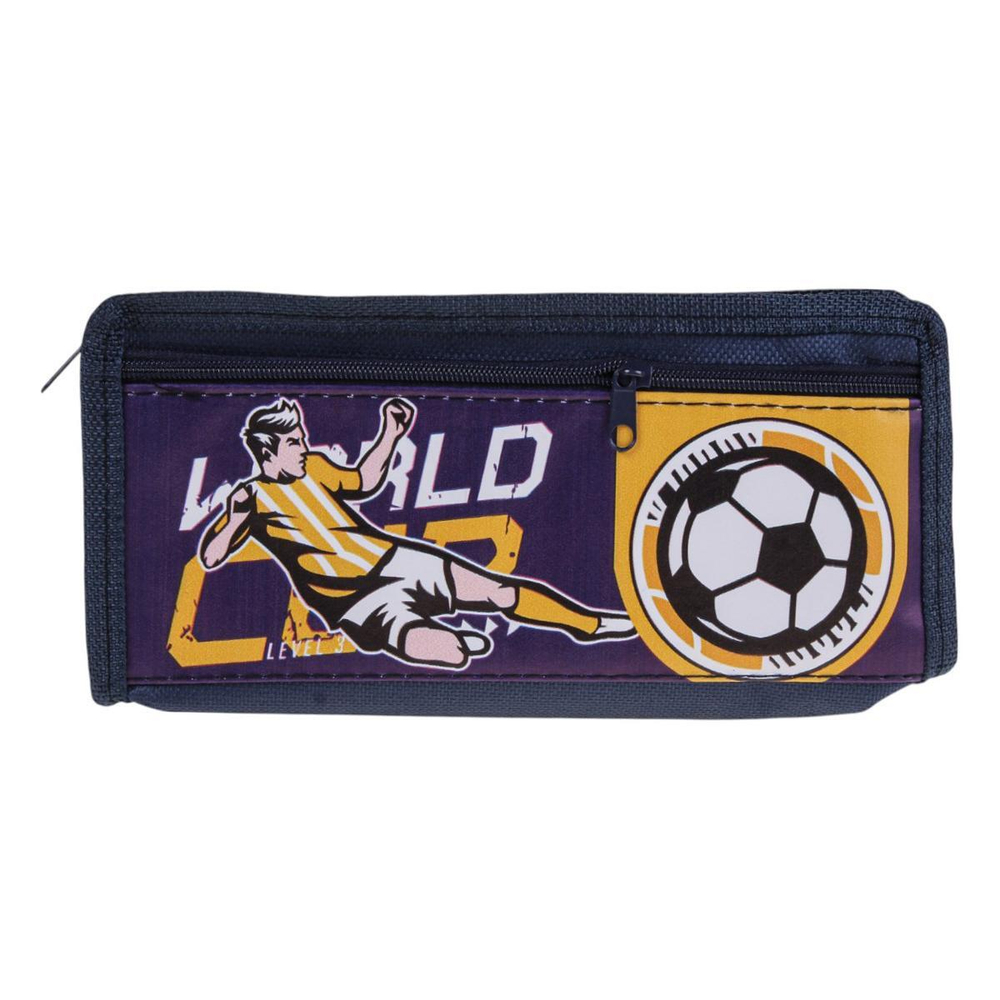 Пенал мягкий 2 отделения "Футбол" 3 цвета микс