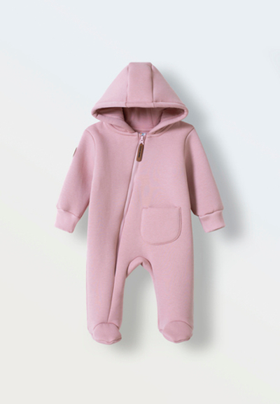 Комбинезон из футера утепленный (пудра)