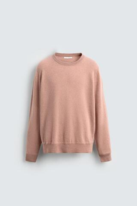 ZARA СВИТЕР ИЗ ШЕРСТИ И КАШЕМИРА, ПУДРОВО-РОЗОВЫЙ
