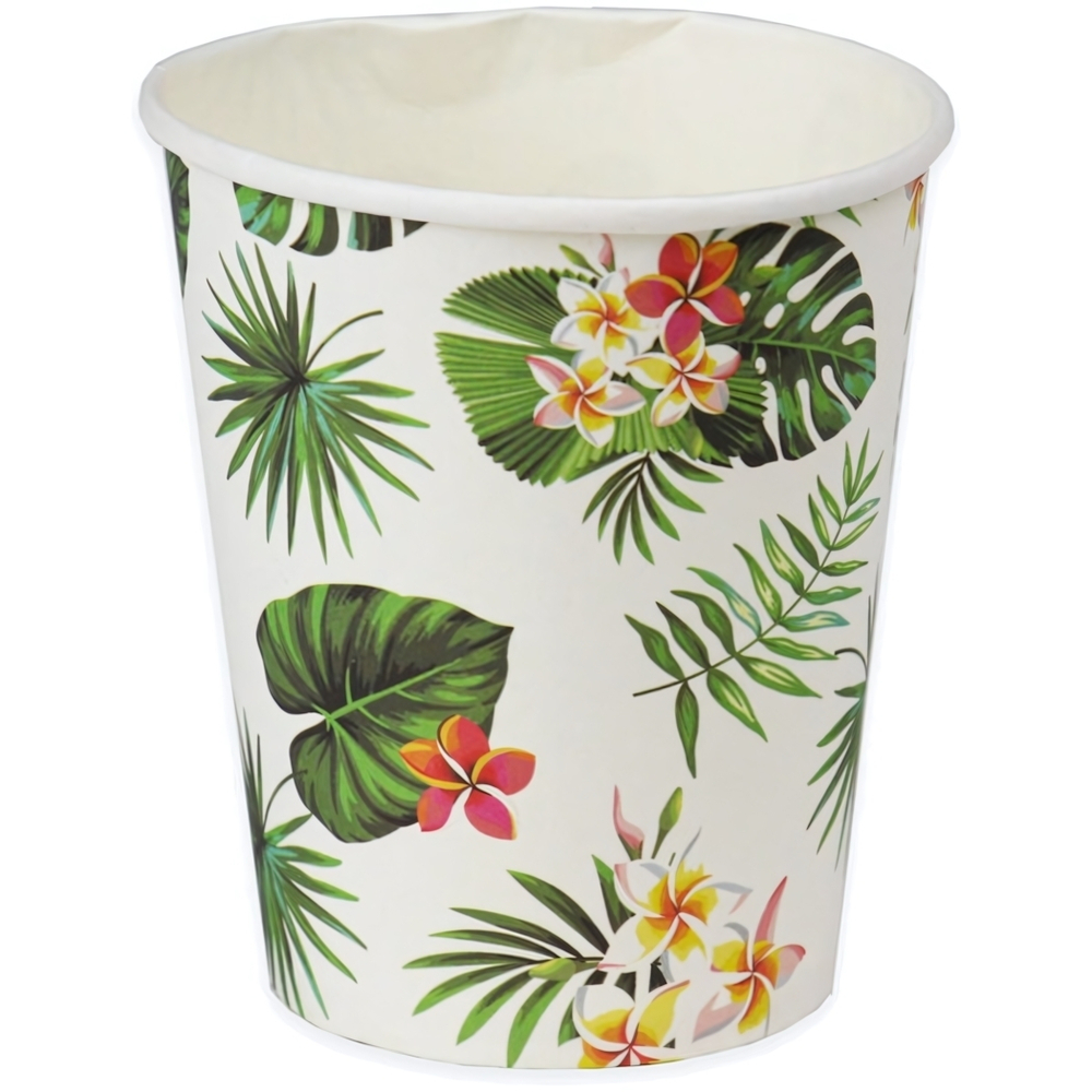 Набор бумажных стаканов «Тропические листья» в ассортименте, 250 мл,6 шт, еврослот