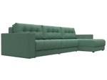 Диван угловой с декором Лига-049 НПБ Лонг, Амур 11 РОГОЖКА зеленый
