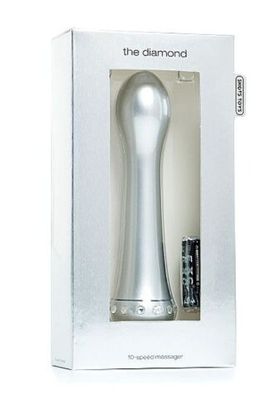 Вибратор с кристаллами The Diamond Silver - 16,5 см. (Цвет: серебро)