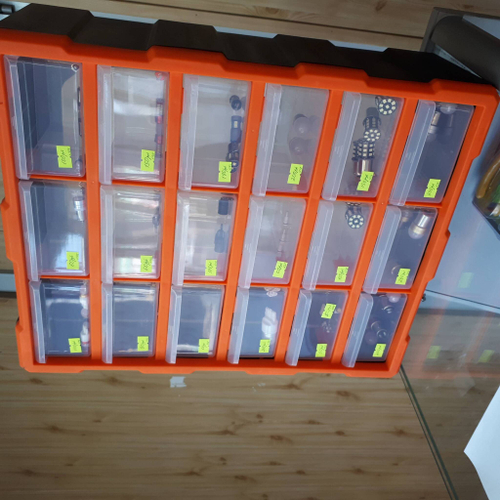 Ящик для хранения мелочей, 18 выдвижных ячеек, оранжевый