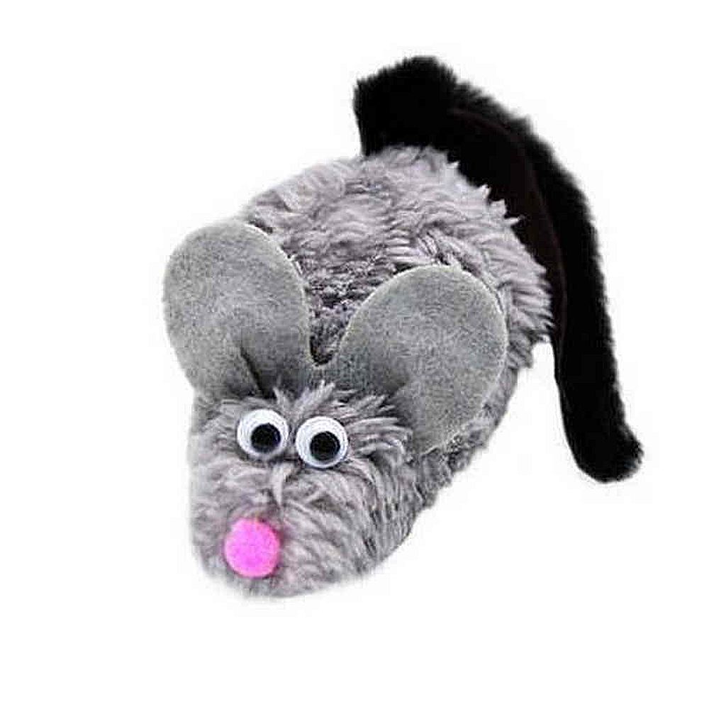 Игрушка для кошек GoSi &quot;Мышь-Полевка&quot; серая с хвостом из нат.норки