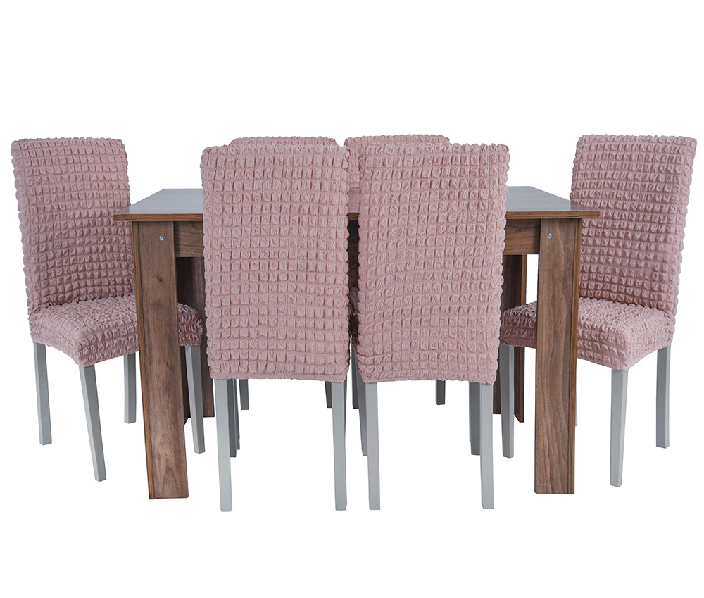 Чехол на стул без оборки со спинкой, цвет Пудра, Набор 4 шт.