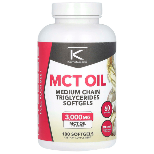 KetoLogic, Масло MCT, 180 капсул (1000 мг в каждой капсуле)