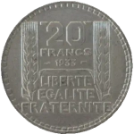 France, 20 Francs 1933 – "Turin" Series, AU