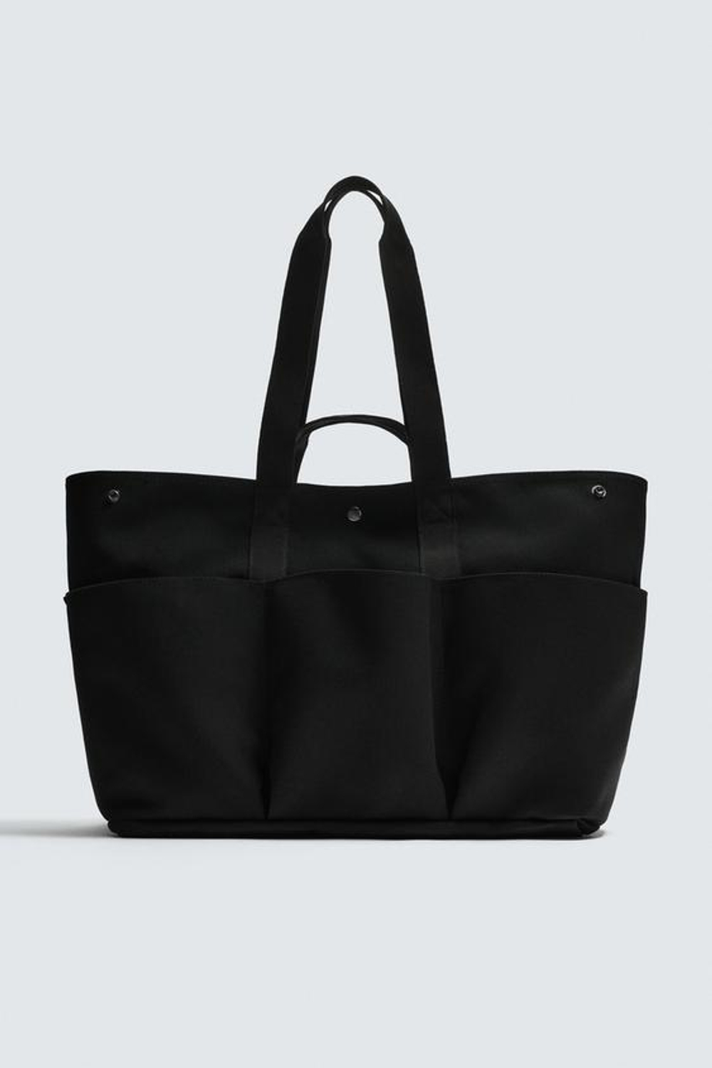 ZARA СУМКА ШОПЕР ИЗ ТЕХНО ТКАНИ, ЧЕРНЫЙ