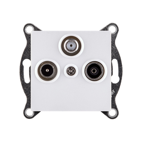 Розетка тройная TV (мама) + TV (папа) + спутниковая SAT, белый Kollinger REA-036WH для Aspekt, Eleganz, Reflex