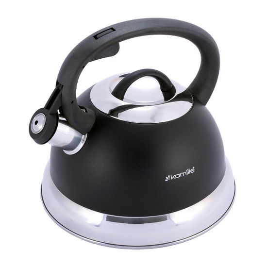 Чайник 2,5 л. из нержавеющей стали со свистком Kamille KM-1084 (черный матовый)