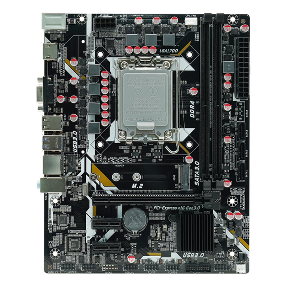 Материнская плата AFOX IH610D4-MA5-V2, Socket1700, mATX, Retail, 2xDDR4, PCIe4.0, 1xM.2, GLAN, 2xPS/2, 6xUSB2, 4xUSB3, VGA, HDMI
