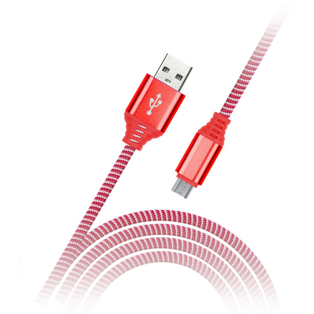 Кабель Smartbuy iK-12NS, USB - micro-USB, в оплетке, 2A output, 1м, красный