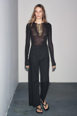 ZARA ДЖИНСЫ WIDE LEG С ВЫСОКОЙ ПОСАДКОЙ — ZW COLLECTION, ЧЕРНЫЙ