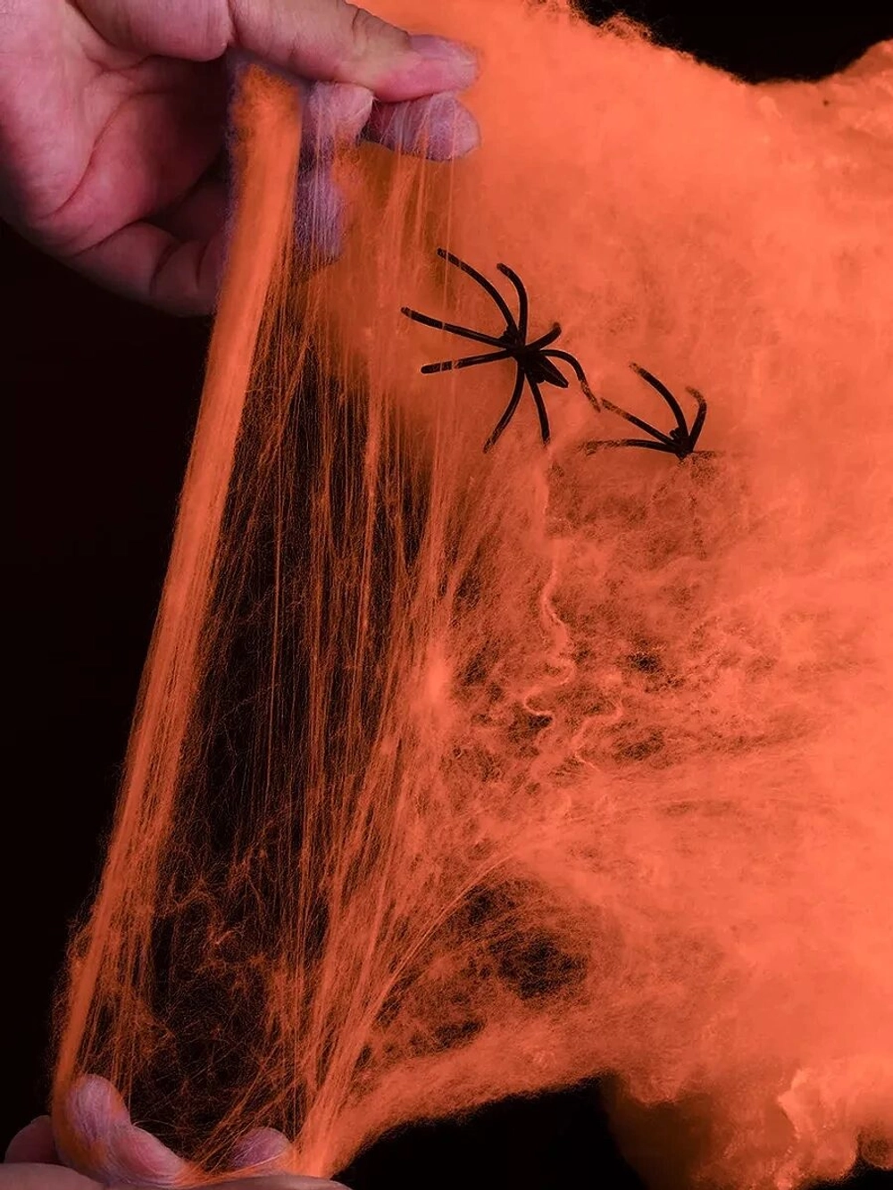 Паутина оранжевая с 2 пауками 1х1м/G