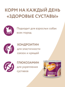 Влажный корм Мнямс На каждый день Паштет из говядины и ягненка для собак «ЗДОРОВЫЕ СУСТАВЫ» 200 г