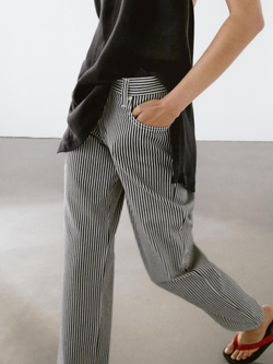 Massimo Dutti Прямые джинсы с низкой посадкой и полосками, чернильно-синий