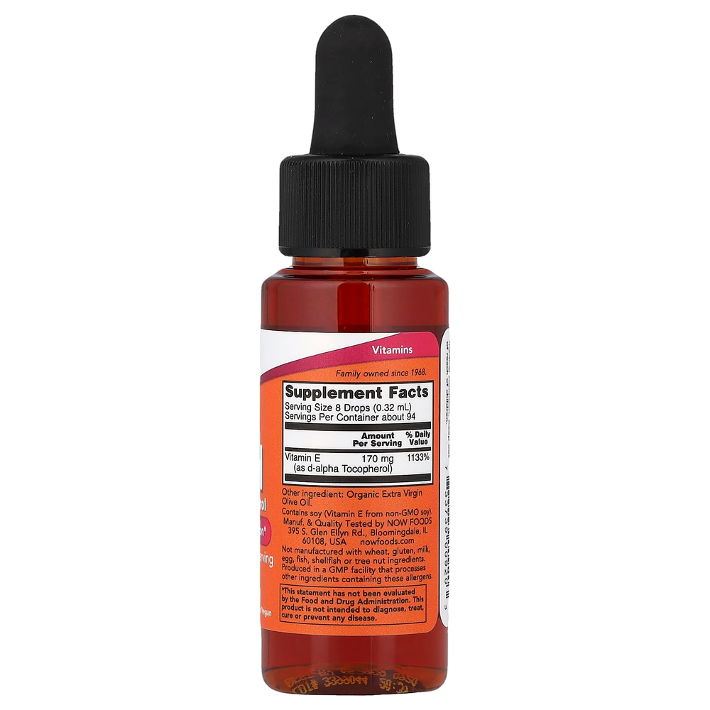 NOW Foods, масло с витамином E, антиоксидантная защита, 30 мл (1 жидк. унция)