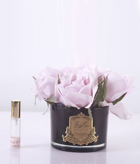 Букет из 5 розовых роз в черной вазе, Cote Noire