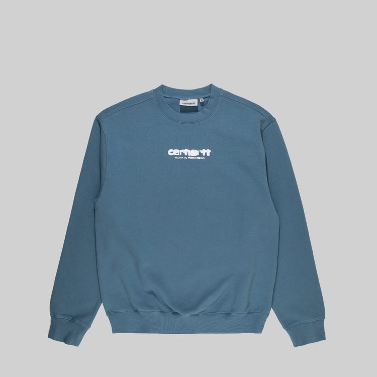 Толстовка мужская Carhartt WIP Ink Bleed Sweatshirt артикул:I032866_vancouver_blue_white - купить в магазине Дайс