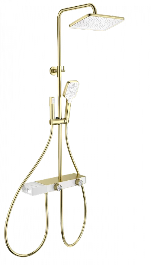 Душевая система с термостатом WONZON & WOGHAND Shelf WW-B4161-BG брашированное золото