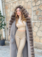 Кашемировое пальто с баргузинским соболем