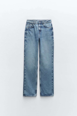 ZARA ДЖИНСЫ Z1975 SLIM С ВЫСОКОЙ ПОСАДКОЙ, ВЫЦВЕТШИЙ СИНИЙ