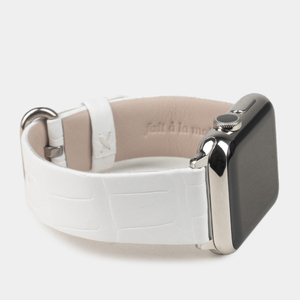 Ремешок для Apple Watch 40/41/42 mm из кожи аллигатора,белого цвета
