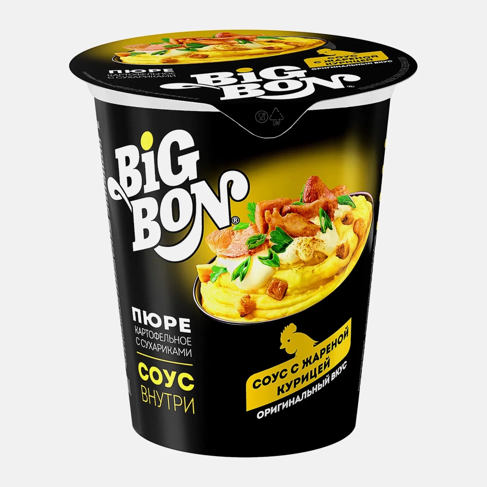 Пюре Big Bon картофель с сухариками и жареной курицей 60г