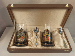 Чайный набор подстаканников (Ручная роспись Палех) №6